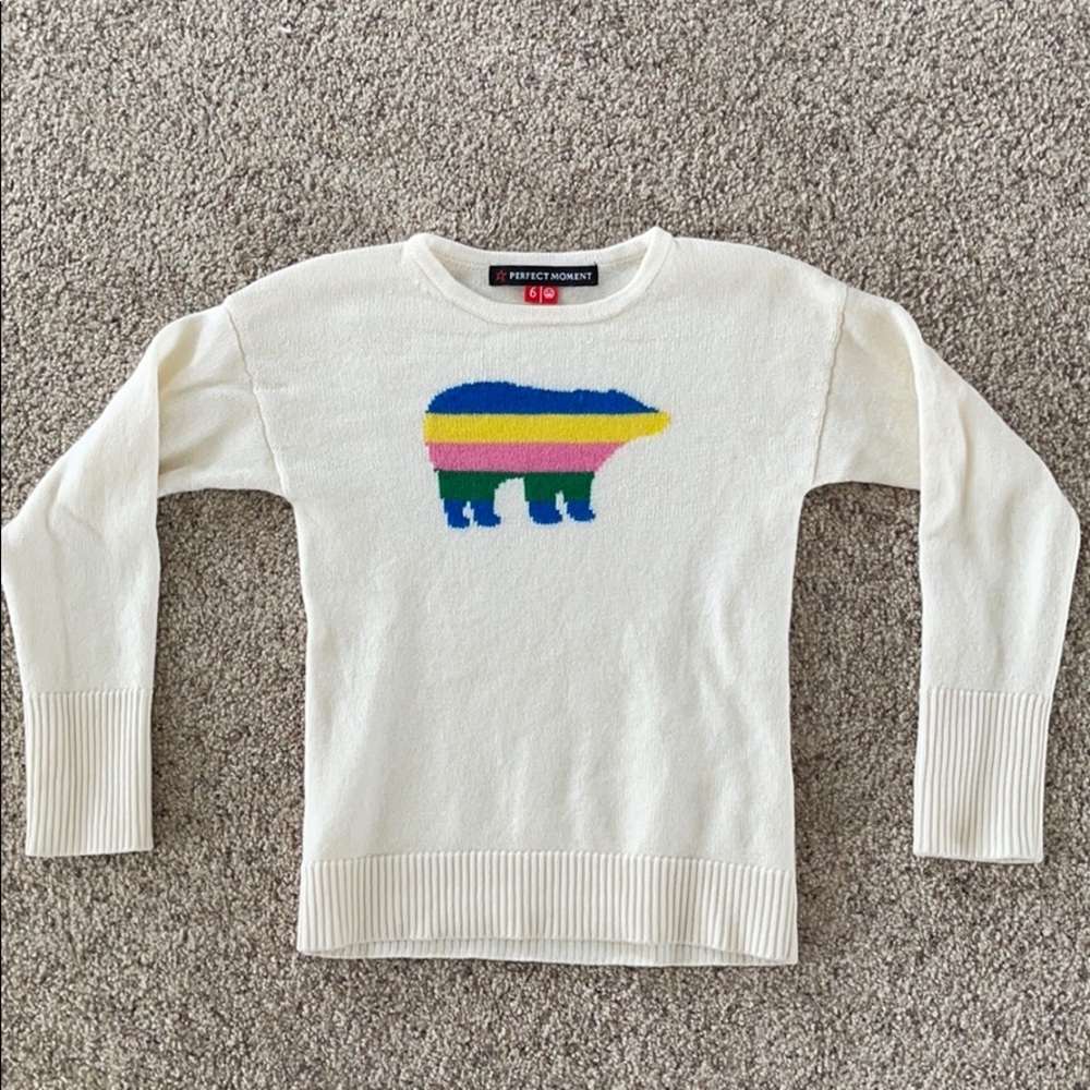Perfect Moment Little Girls Rainbow Bear Sweater